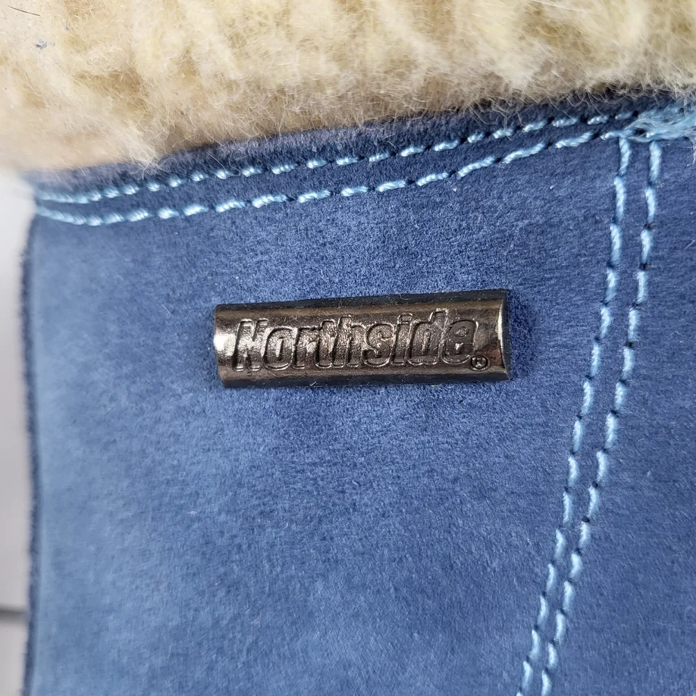 Northside ThermoLite Thin Insulation 9 Denim Blue Black Suede Zip Ankle Boots - Picture 7 of 9